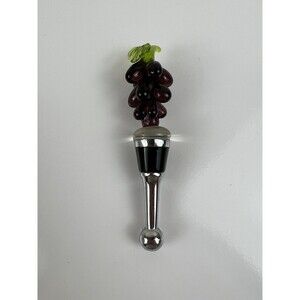 Handmade Blown Art Glass Grape Wine Bottle Cork Stopper Liquor Bottle Accent
